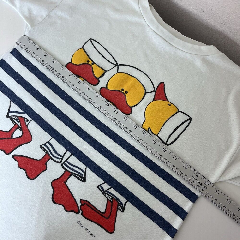 Vintage BJ Frog Sleep Shirt Womens Medium 80s Ducks Sailor Nautical Stripe Retro - Picture 7 of 11